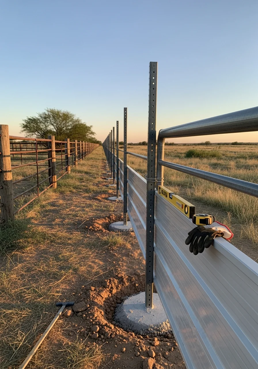 Dalhart property owner and service professional at completed work site.